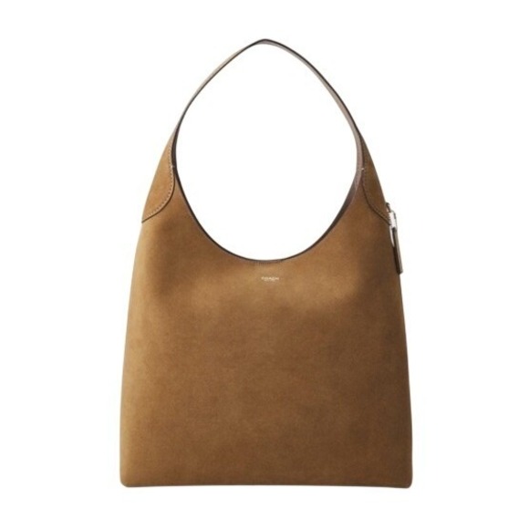 Coach Brooklyn Suede Shoulder Bag Tan Brown Hobo Purse - Picture 1 of 11